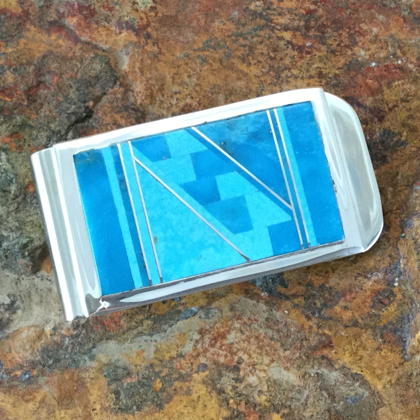 Arizona Blue Inlaid Sterling Silver Money Clip