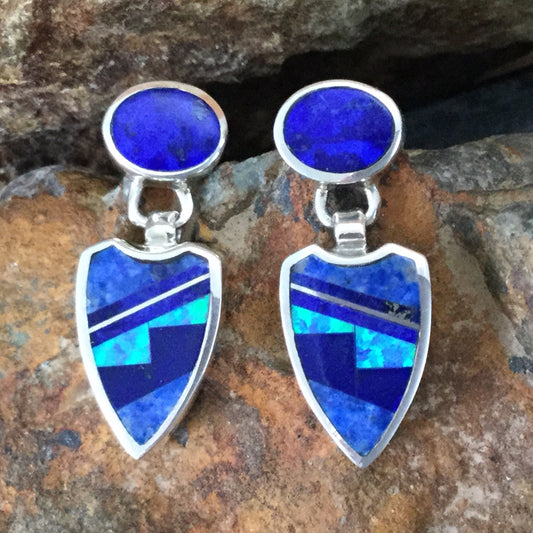 David Rosales Blue Sky Fancy Inlaid Sterling Silver Earrings