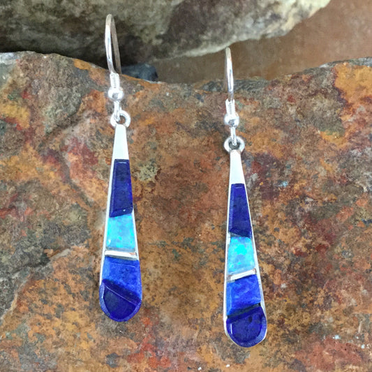 David Rosales Blue Sky Inlaid Sterling Silver Earrings