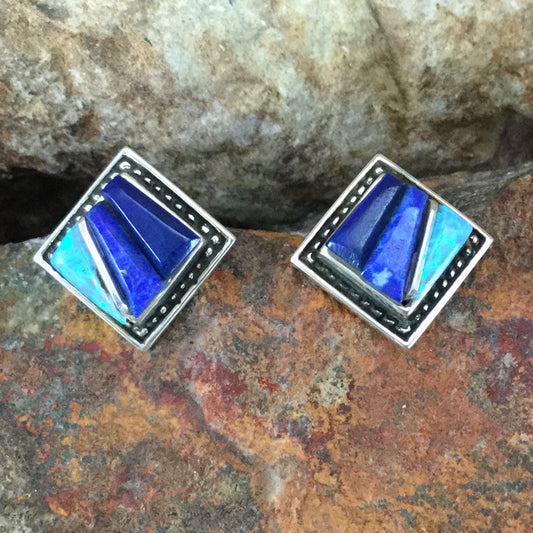 David Rosales Blue Sky Inlaid Sterling Silver Earrings