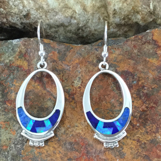 David Rosales Blue Sky Inlaid Sterling Silver Earrings