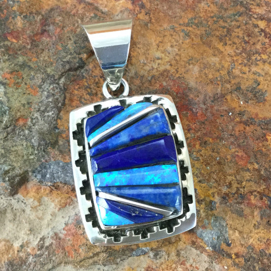 David Rosales Blue Sky Inlaid Sterling Silver Pendant