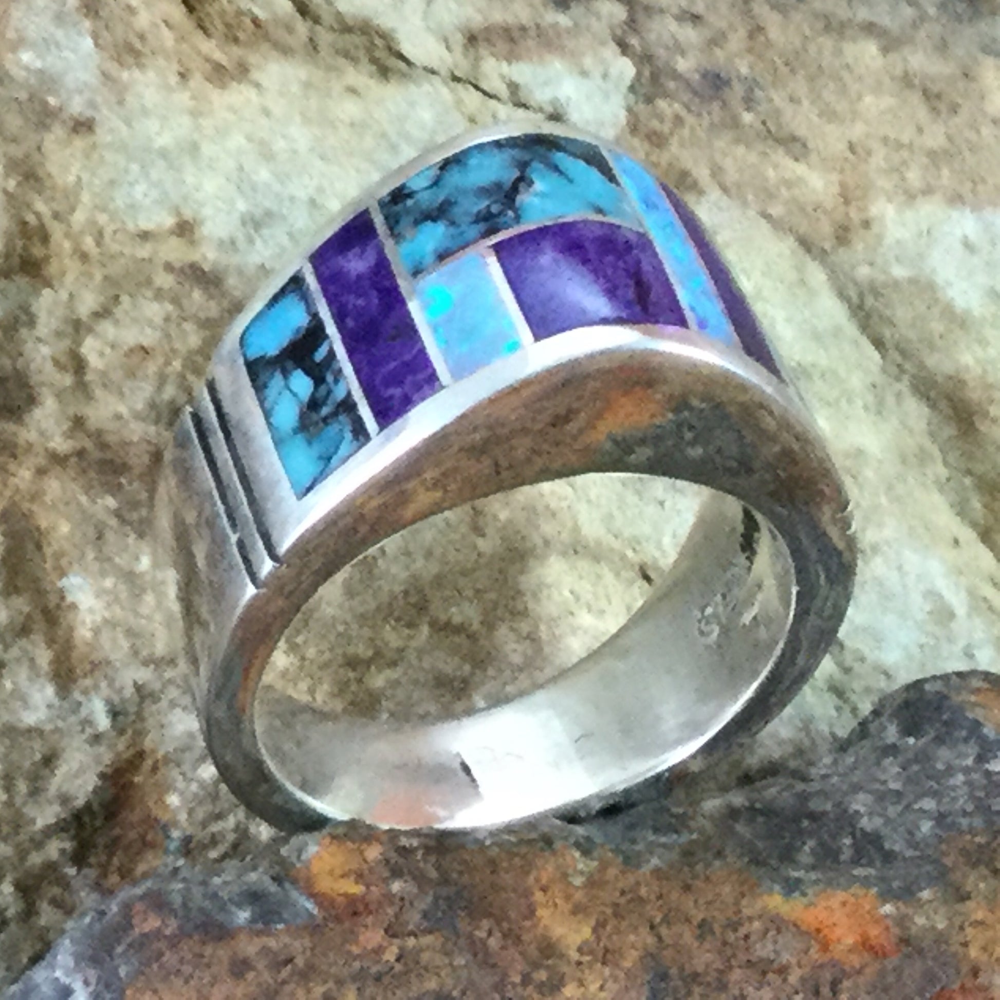 David Rosales Shalako Inlaid Sterling Silver Ring