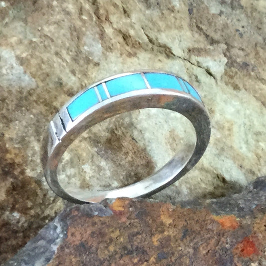 David Rosales Arizona Blue Inlaid Sterling Silver Ring