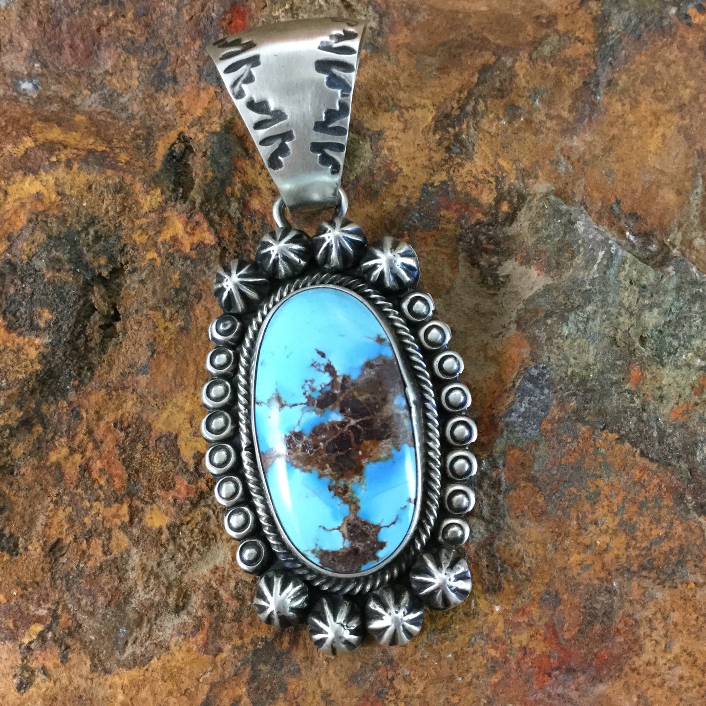 Golden Hill Turquoise Sterling Silver Pendant by Boyd Ashley