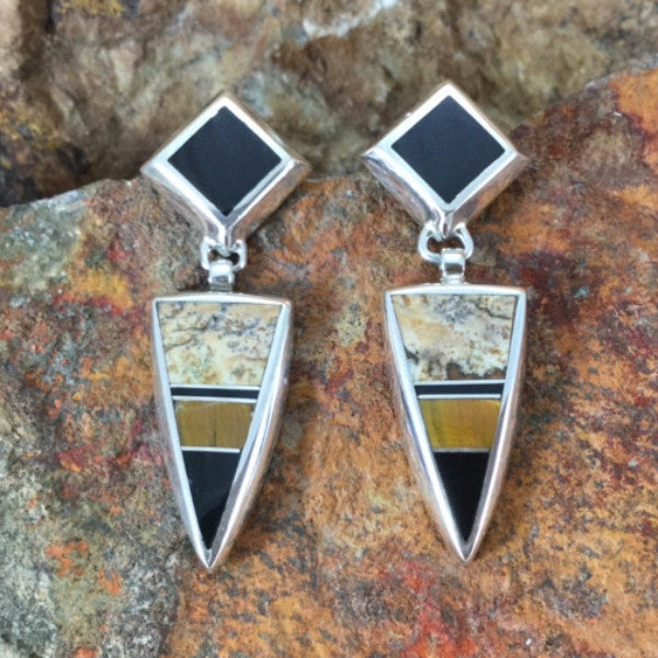 David Rosales Native Earth Inlaid Sterling Silver Earrings